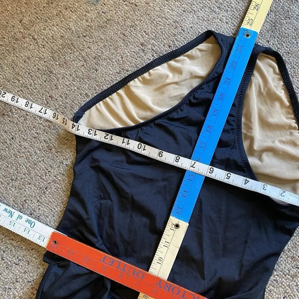 J Crew Women 12 OnePiece Swimsuit Black HalterNeck UnPadded Classic Preppy